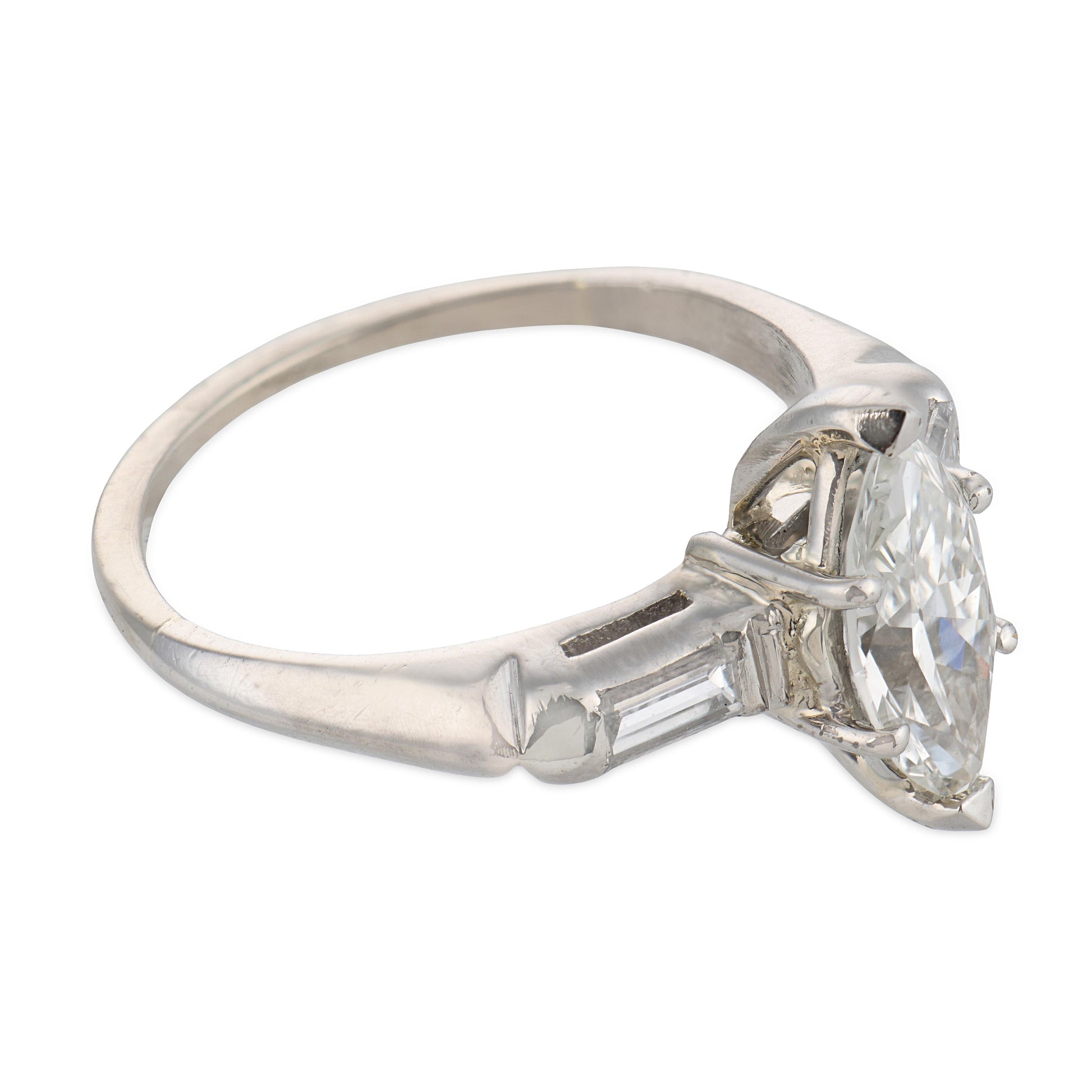 Retro Platinum Diamond Engagement Ring .90ct