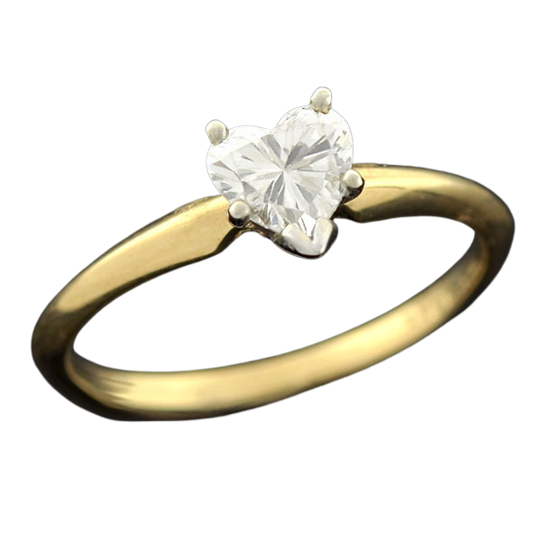 Estate 14kt Heart Diamond Solitaire Engagement Ring 0.45ct