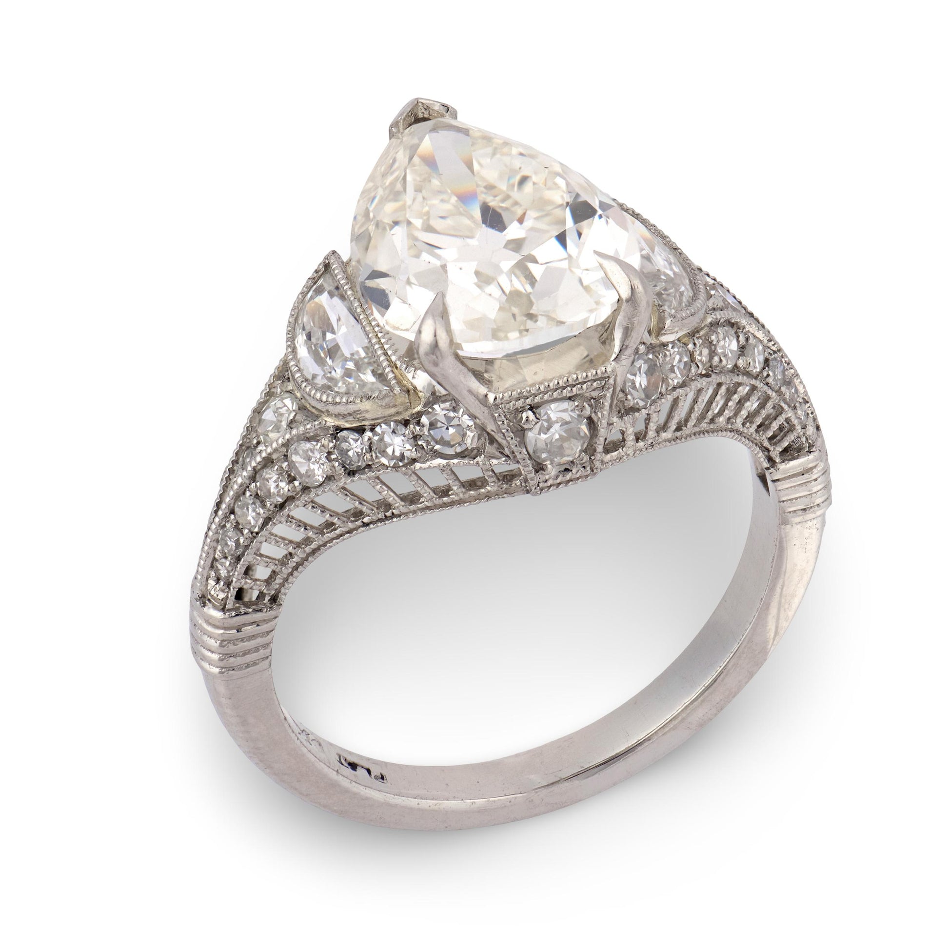 Art Deco Platinum Diamond Engagement Ring 2.60ct