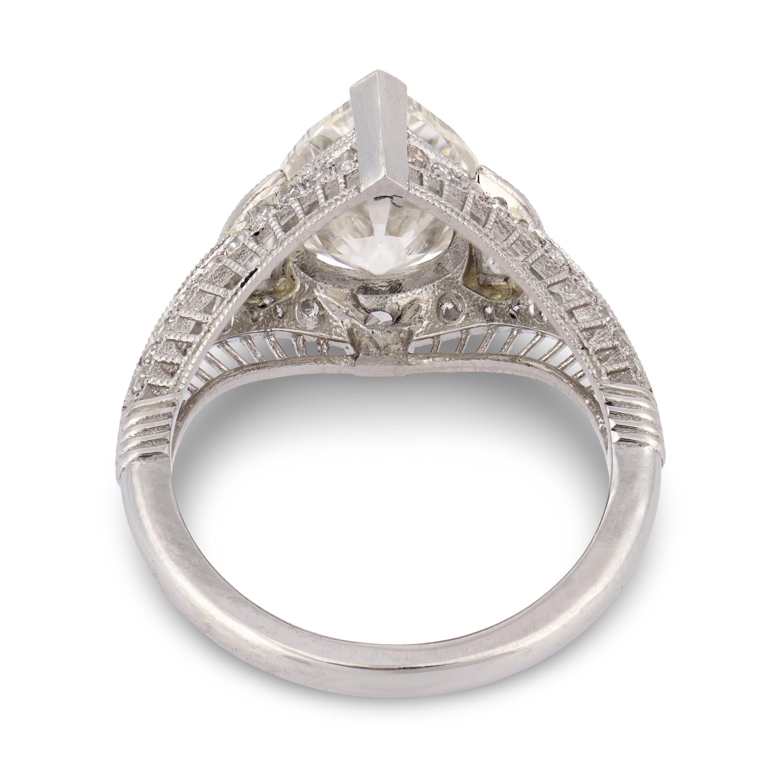 Art Deco Platinum Diamond Engagement Ring 2.60ct