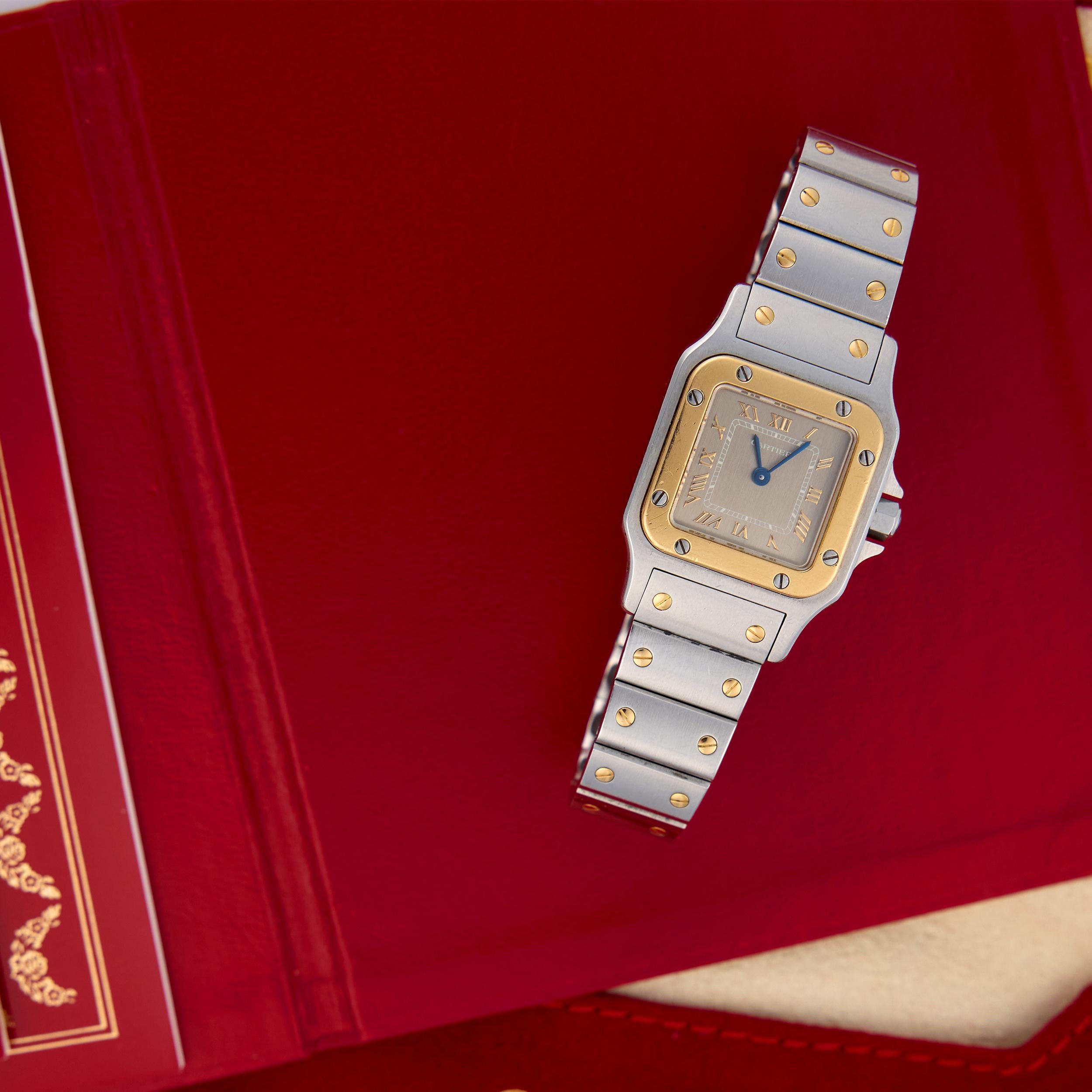 CARTIER  Estate 18k/Stainless Steel Santos Two-Tone Ladies Watch