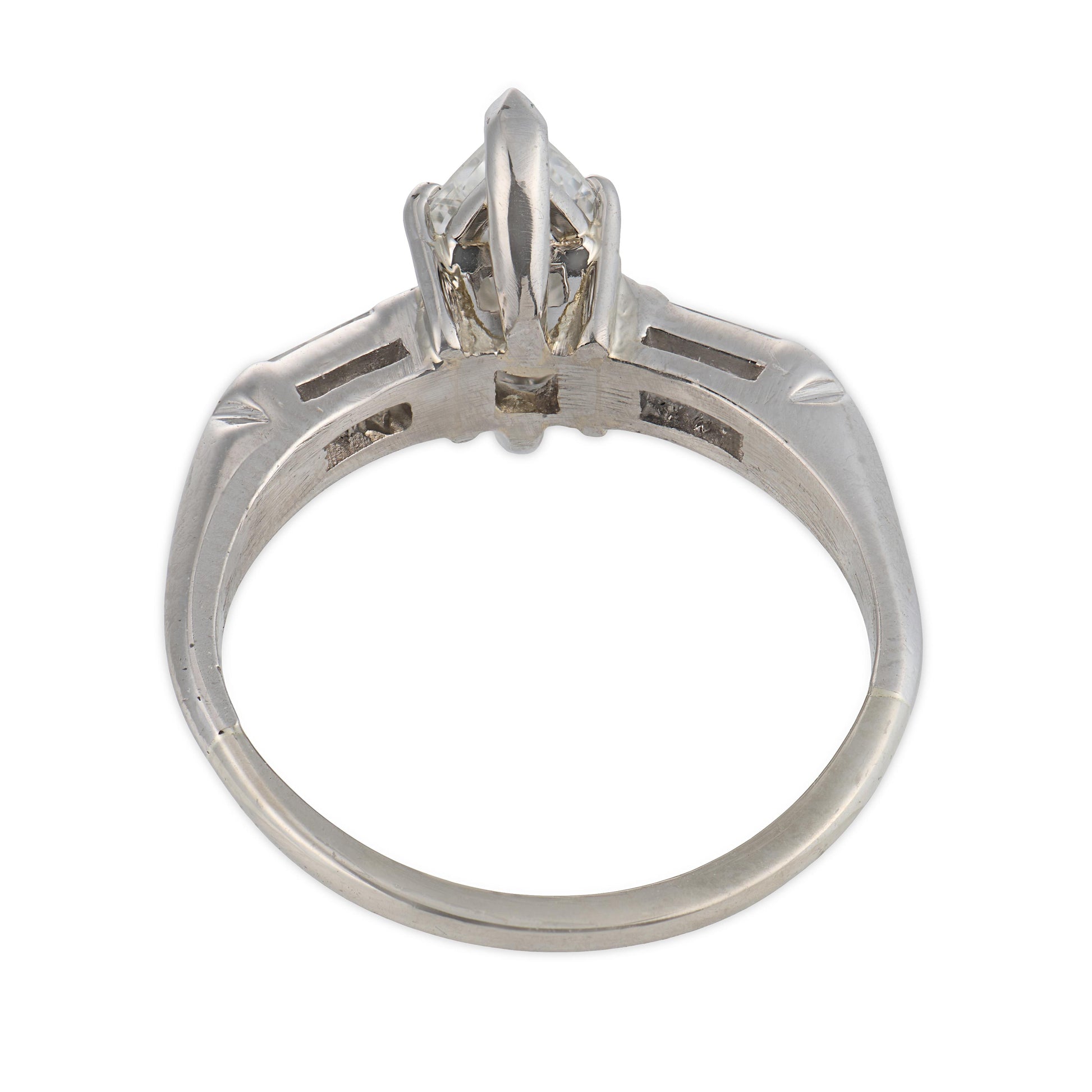 Retro Platinum Diamond Engagement Ring .90ct