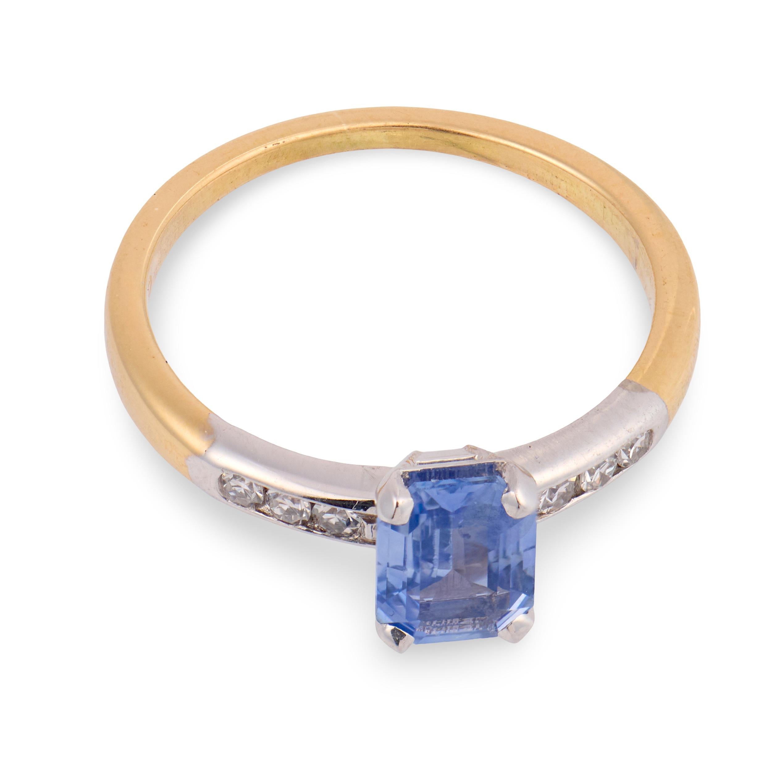 JABEL Art Deco 18k Sapphire & Diamond Ring