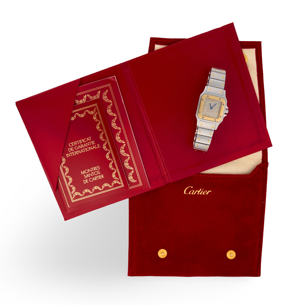 CARTIER  Estate 18k/Stainless Steel Santos Two-Tone Ladies Watch