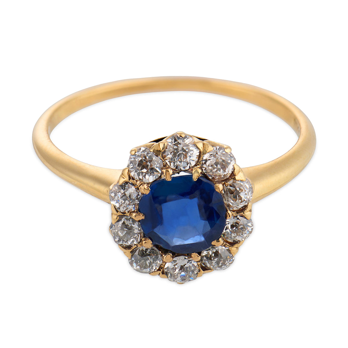 SCHULMANN & SONS Victorian 18k Sapphire & Diamond Halo Ring