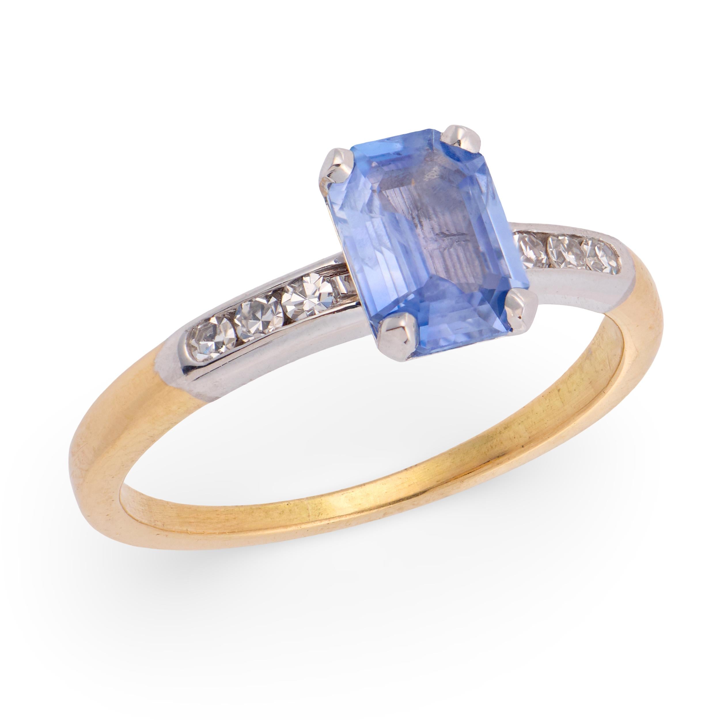 JABEL Art Deco 18k Sapphire & Diamond Ring