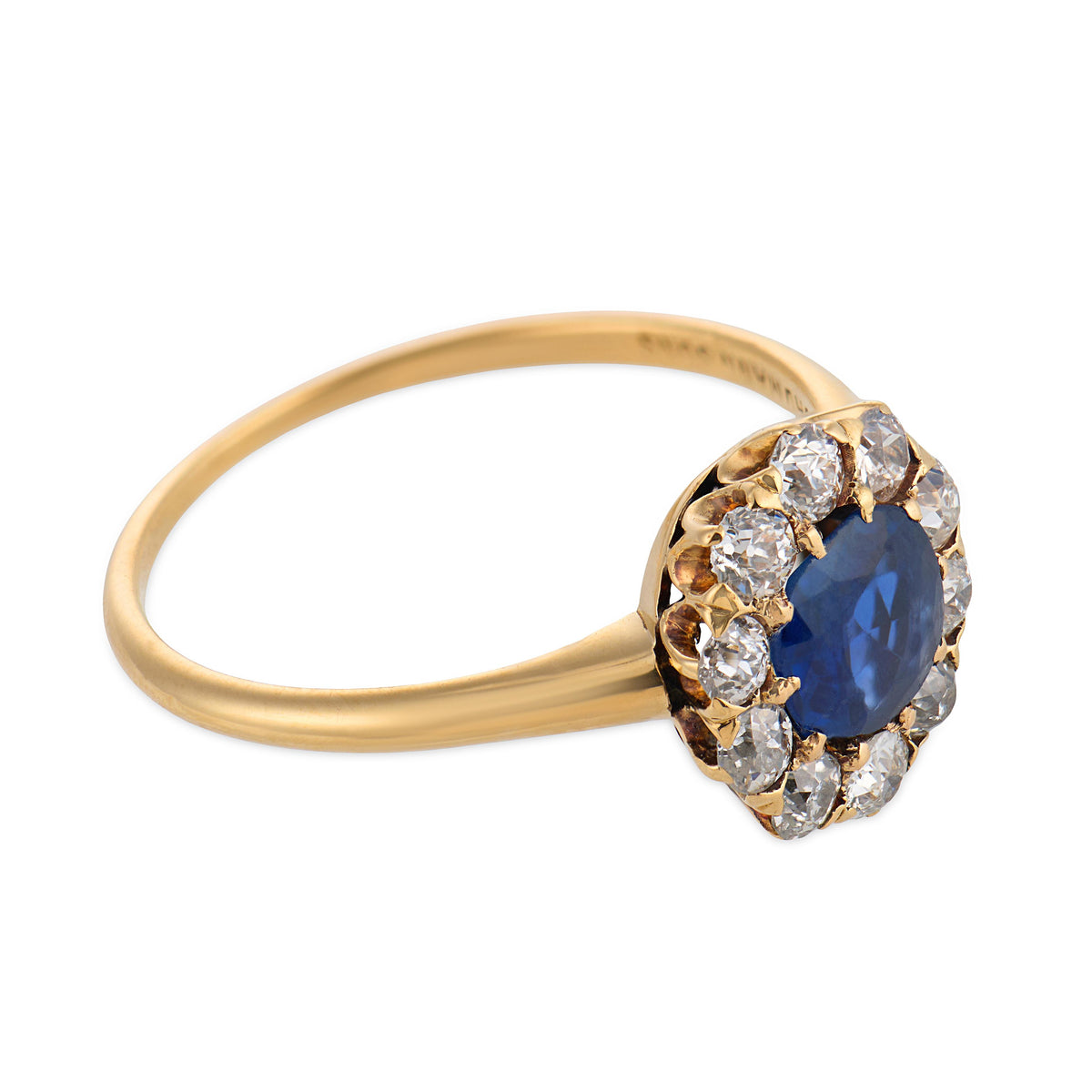 SCHULMANN & SONS Victorian 18k Sapphire & Diamond Halo Ring