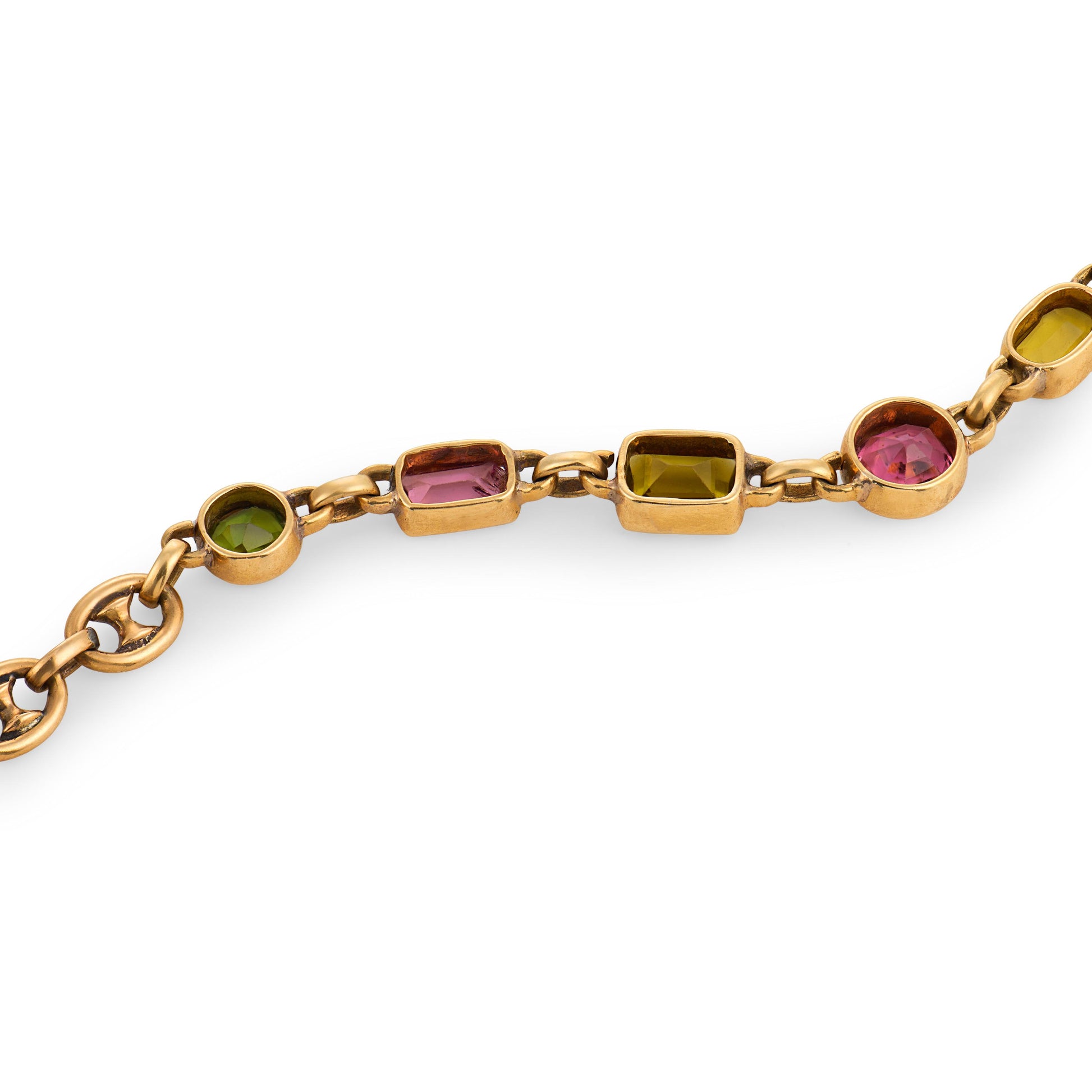 Estate 14k Multi-Stone "Gucci" Link Bracelet