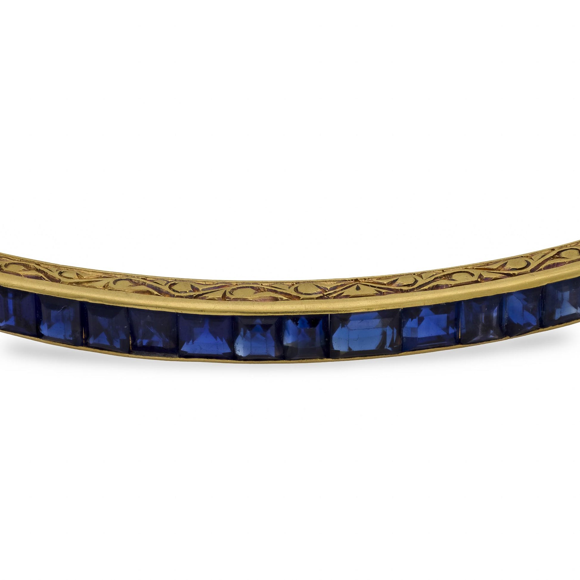 Victorian French 18k Sapphire Bangle Bracelet