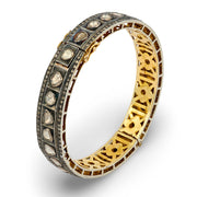 Estate Silver Gilt Diamond Bangle Bracelet