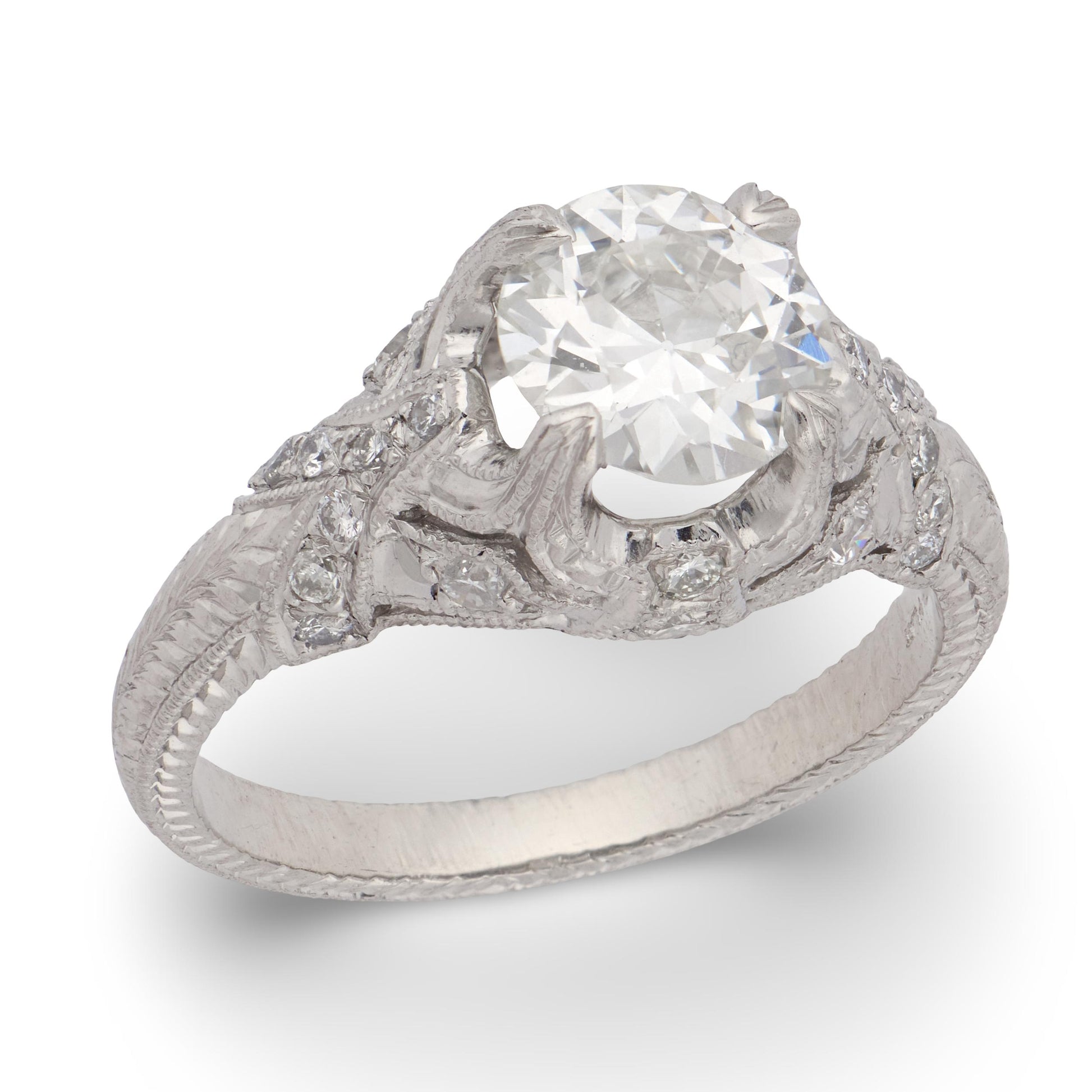 Art Deco Platinum Diamond Engagement Ring 1.25ct