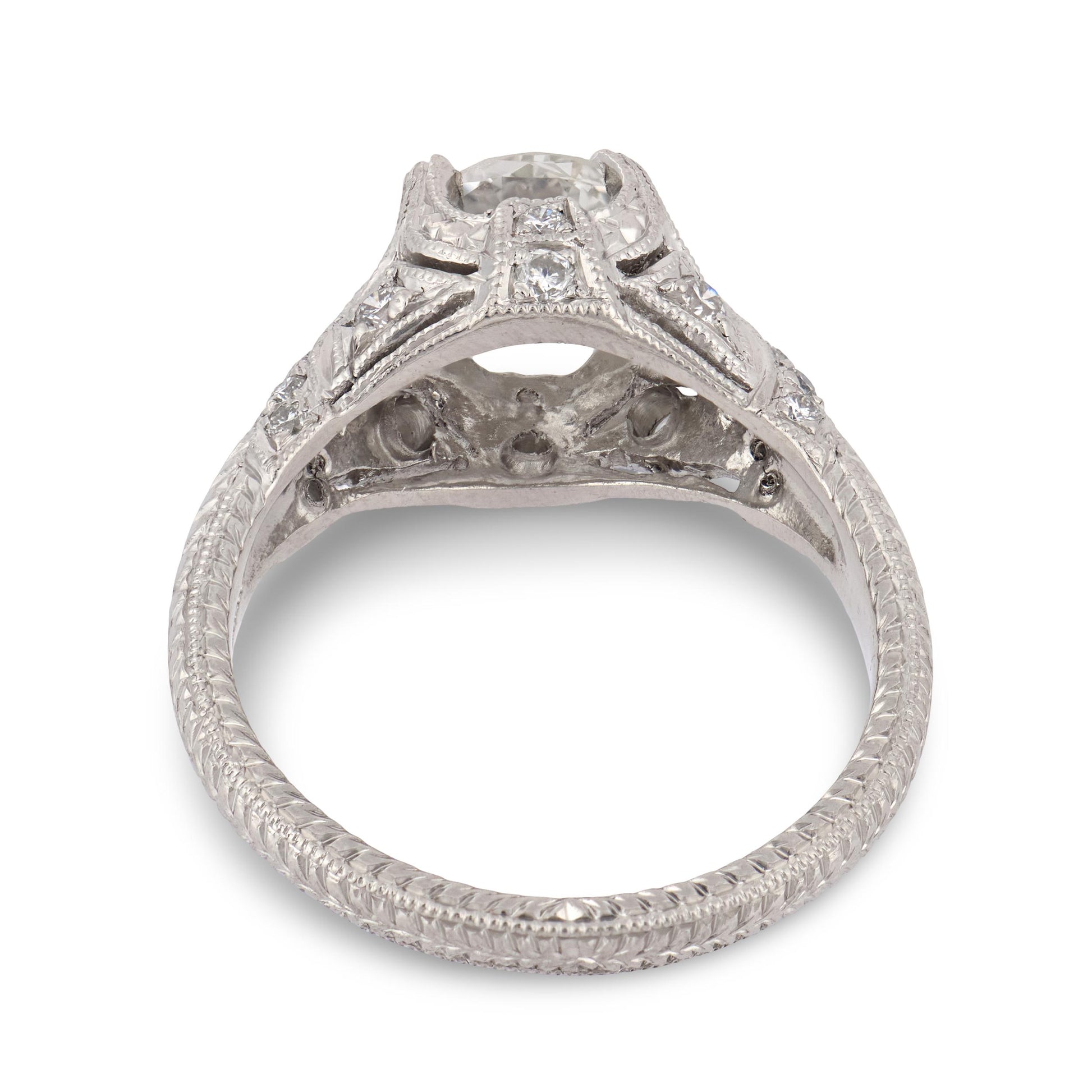 Art Deco Platinum Diamond Engagement Ring 1.25ct