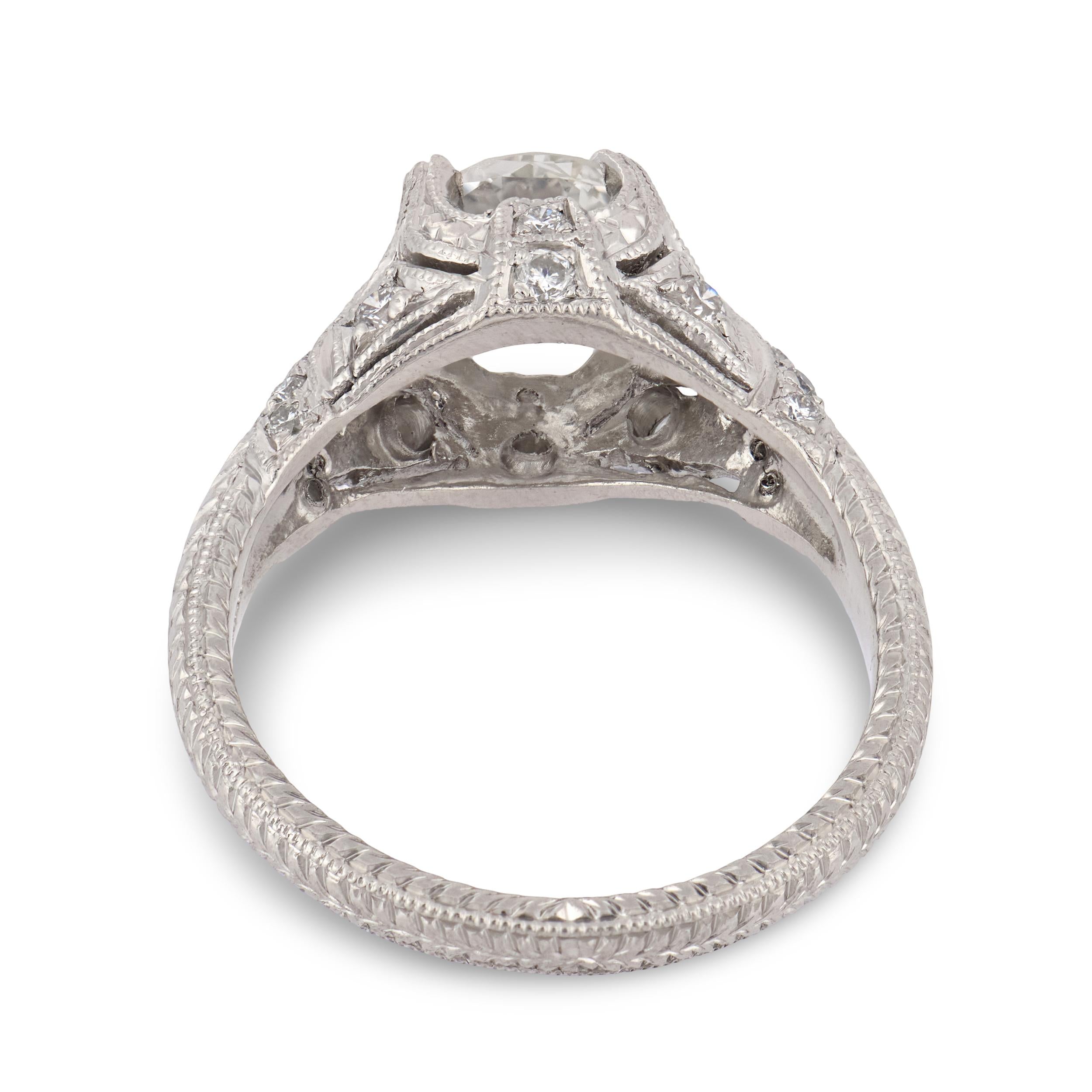 Art Deco Platinum Diamond Engagement Ring 1.25ct