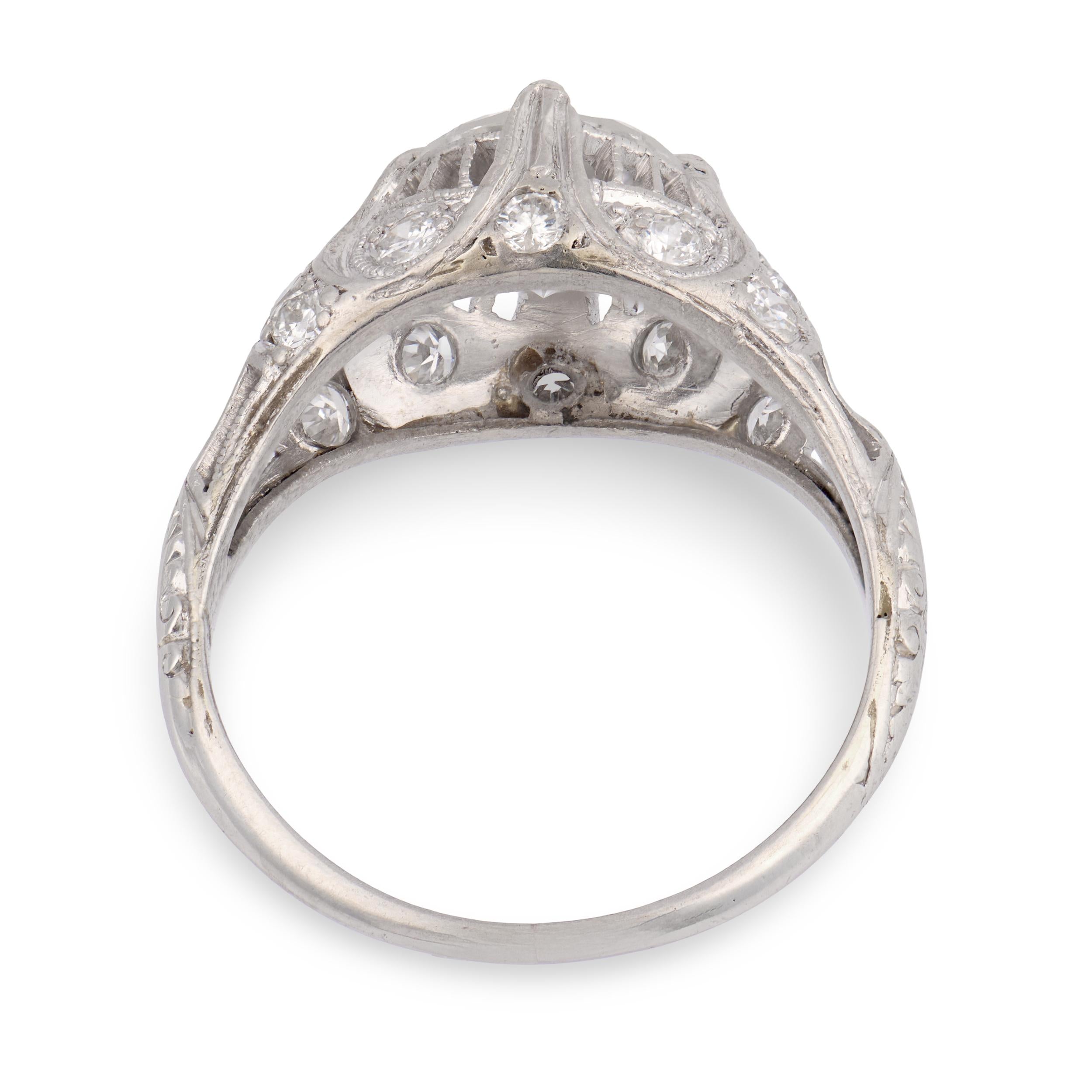 Art Deco Platinum Diamond Engagement Ring 1.26ct