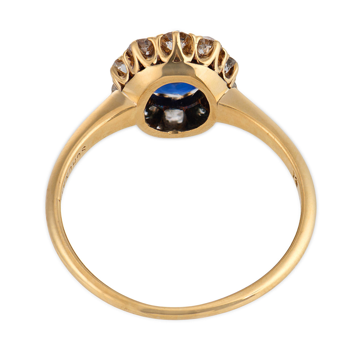 SCHULMANN & SONS Victorian 18k Sapphire & Diamond Halo Ring