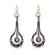 Victorian 14k/Sterling Silver Diamond Drop Earrings