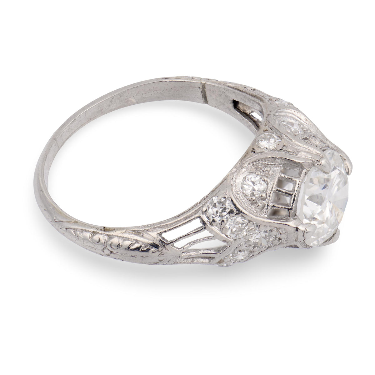 Art Deco Platinum Diamond Engagement Ring 1.26ct