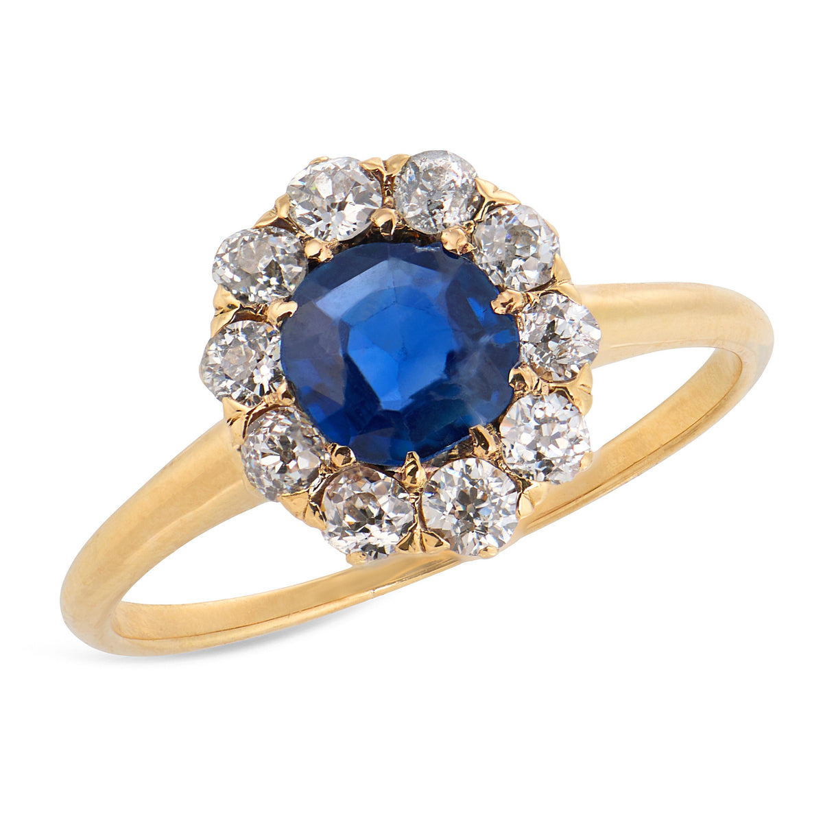 SCHULMANN & SONS Victorian 18k Sapphire & Diamond Halo Ring