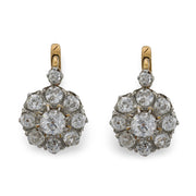 Edwardian French 18k/Platinum Diamond Cluster Earrings 2.50ctw