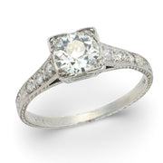 Art Deco Platinum Diamond Engagement Ring .80ct