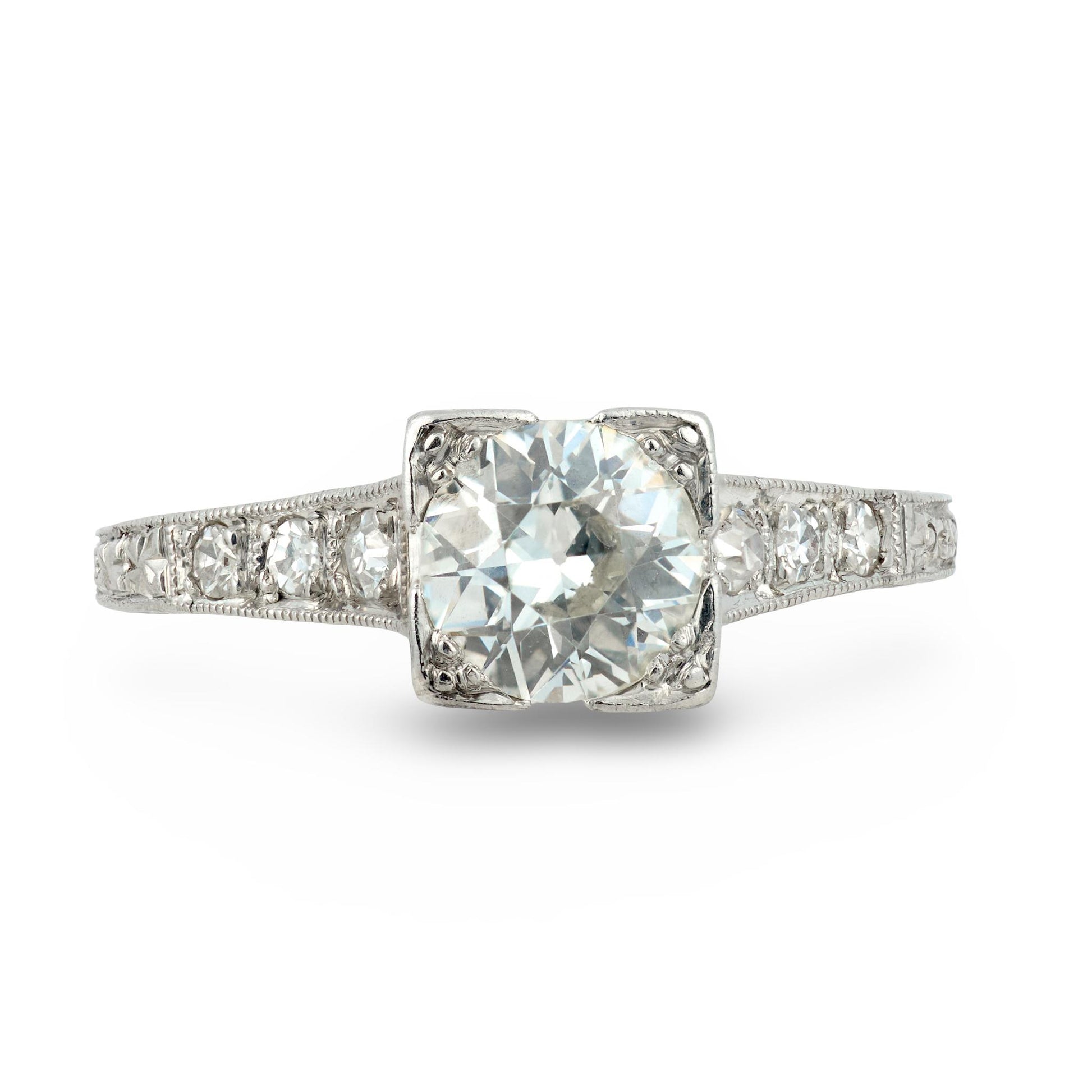 Art Deco Platinum Diamond Engagement Ring .80ct