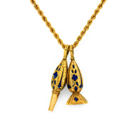 Georgian 18k/14k Enamel Fob Pendant Necklace
