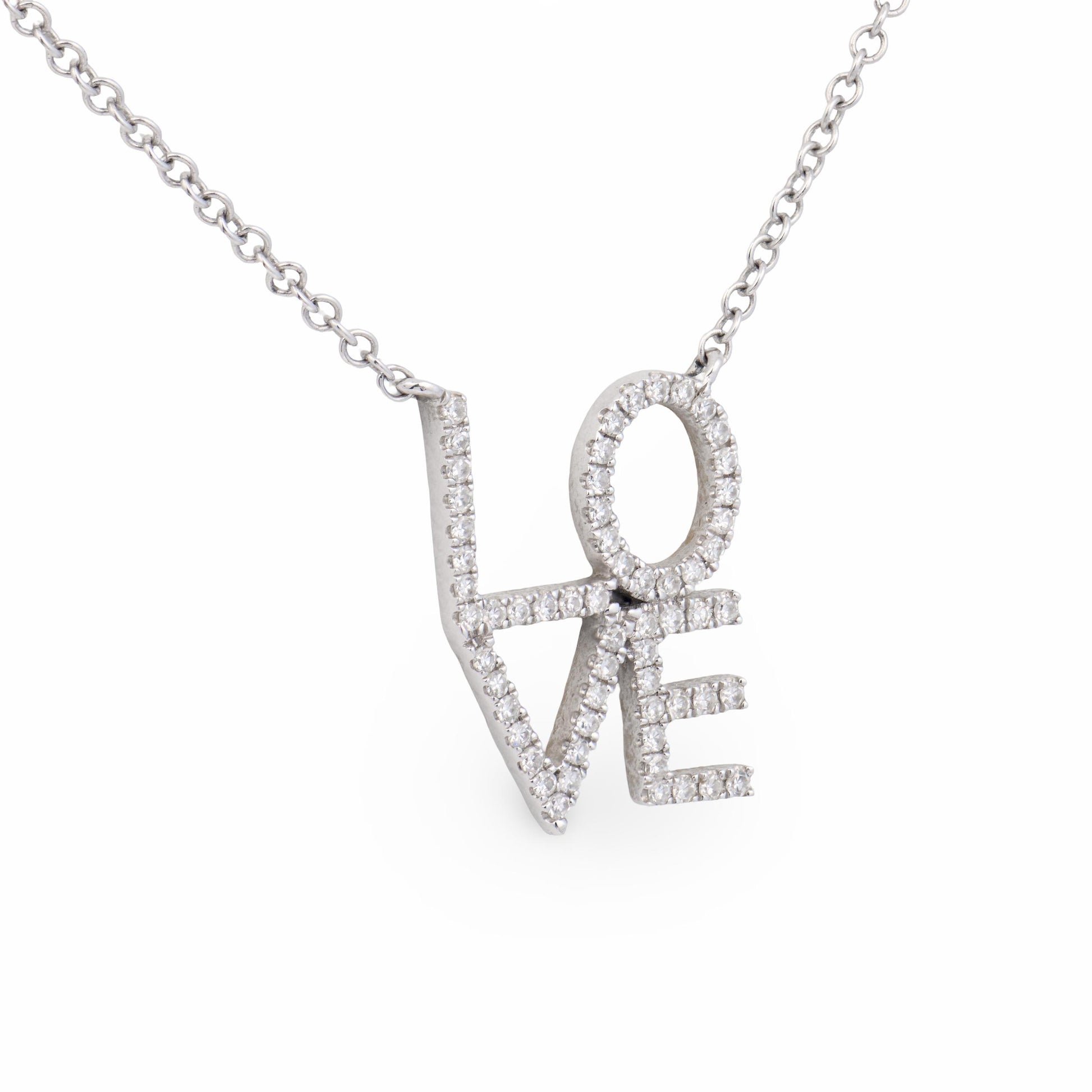 Estate 14k Diamond Love-Motif Pendant Necklace