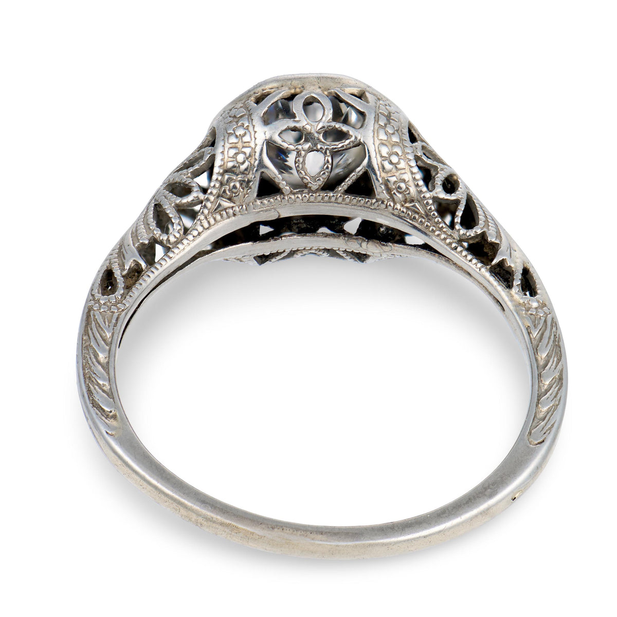 Art Deco 18k Diamond Engagement Ring .72ct