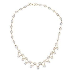 Estate 18k Moonstone Link Drop Necklace