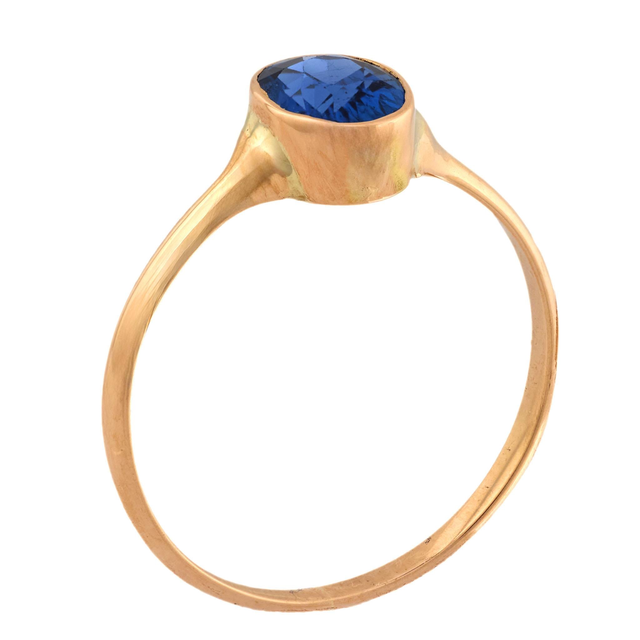 Victorian 14k GIA Sapphire Solitaire Ring
