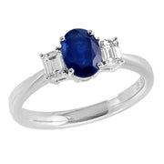 Estate 18k Sapphire and Diamond Three-Stone Ring