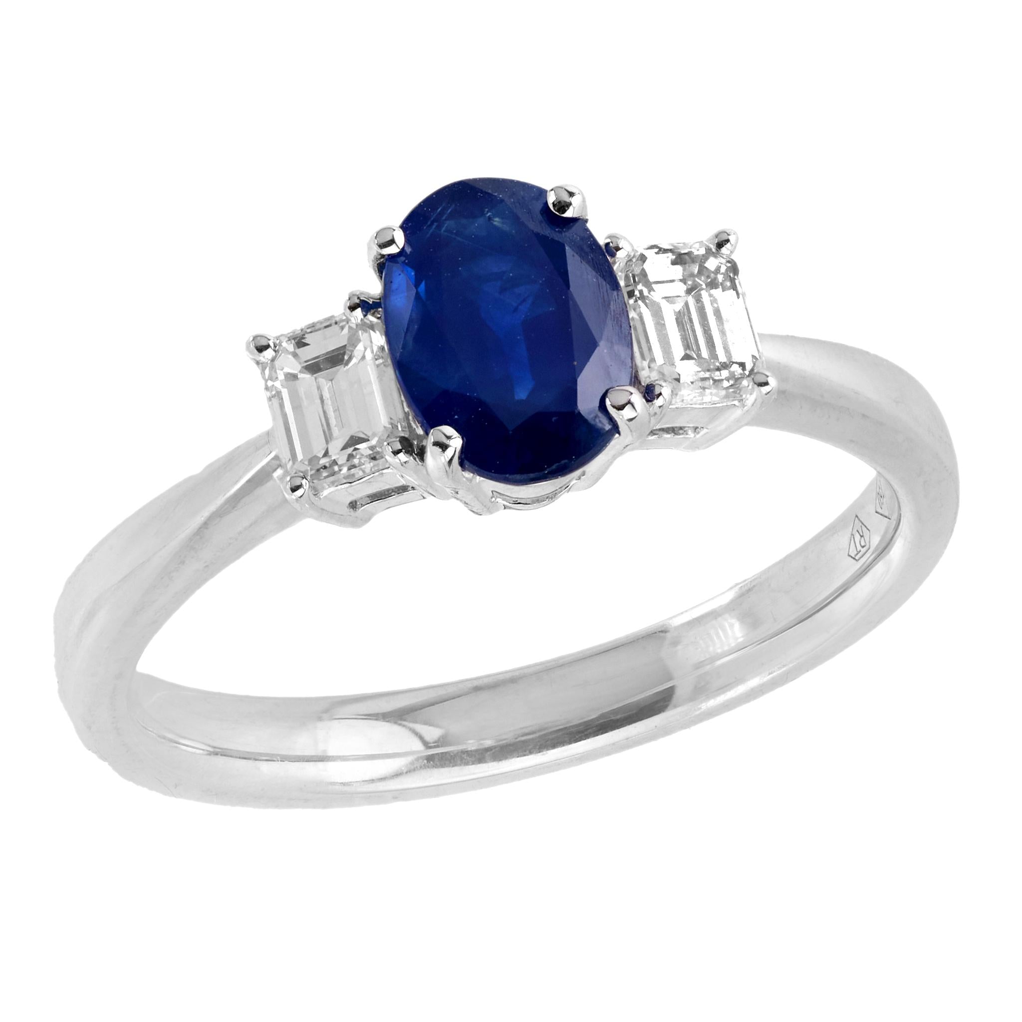 Estate 18k Sapphire and Diamond Three-Stone Ring