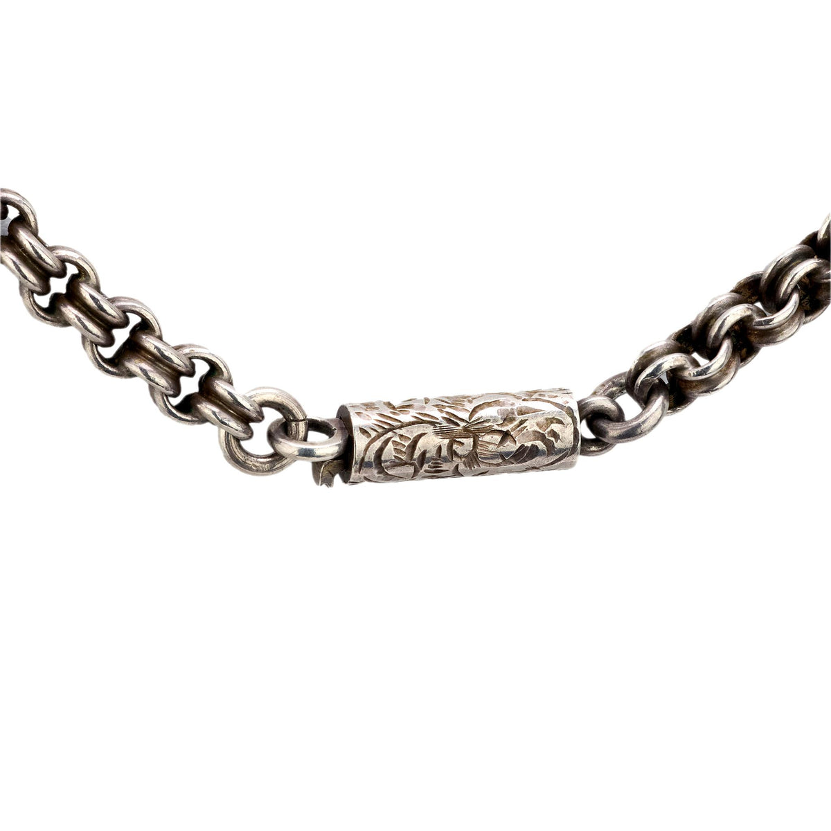 Edwardian Sterling Silver Heart Locket Pendant Festoon Necklace