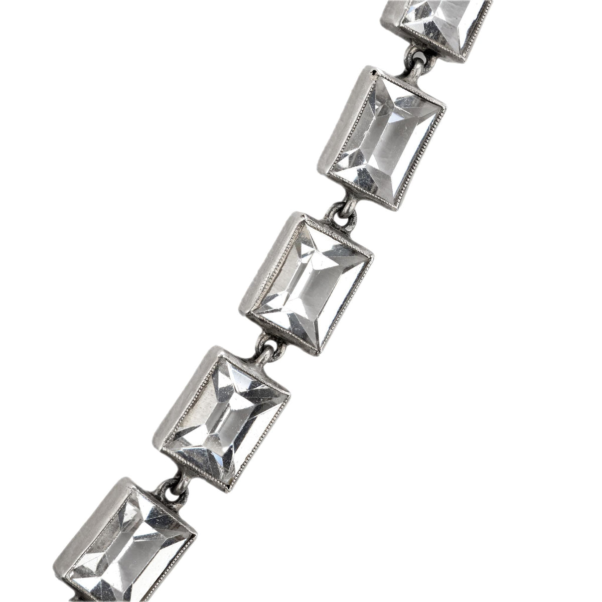 Art Deco German Sterling Silver Crystal and Marcasite Arrow Motif Necklace