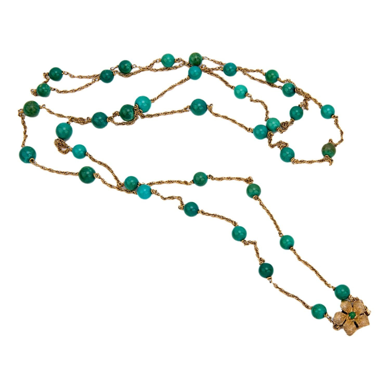 Retro 14k Amazonite Bead Necklace