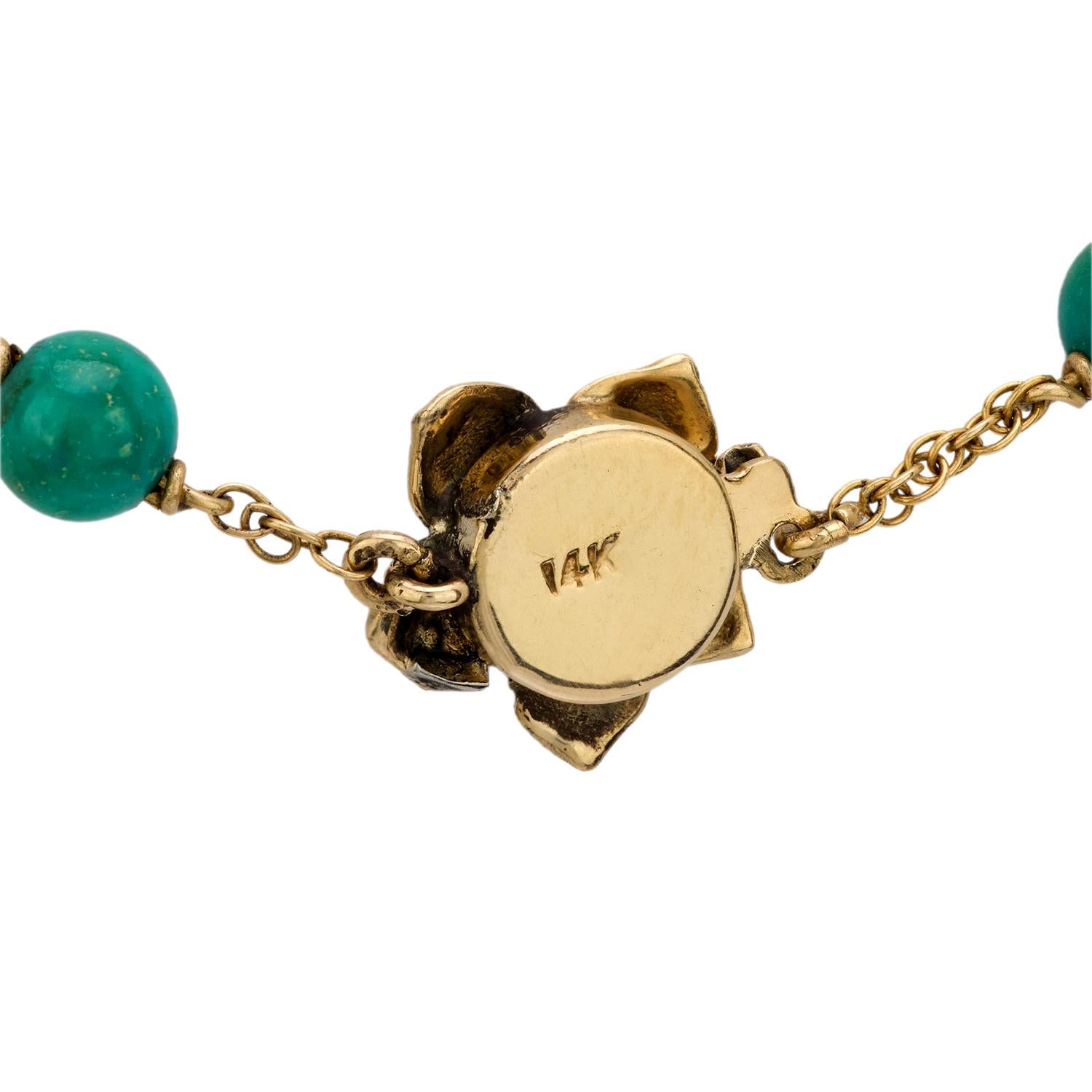 Retro 14k Amazonite Bead Necklace