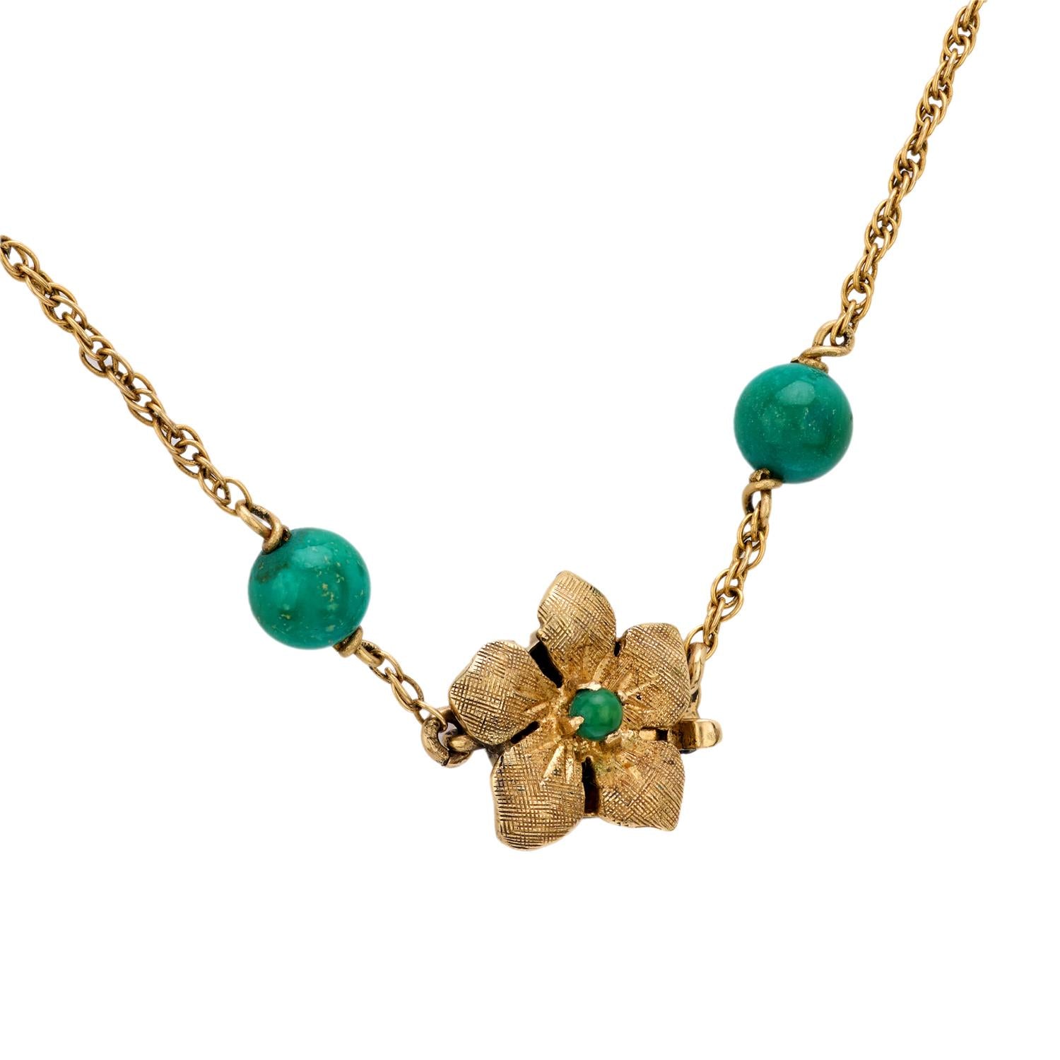 Retro 14k Amazonite Bead Necklace