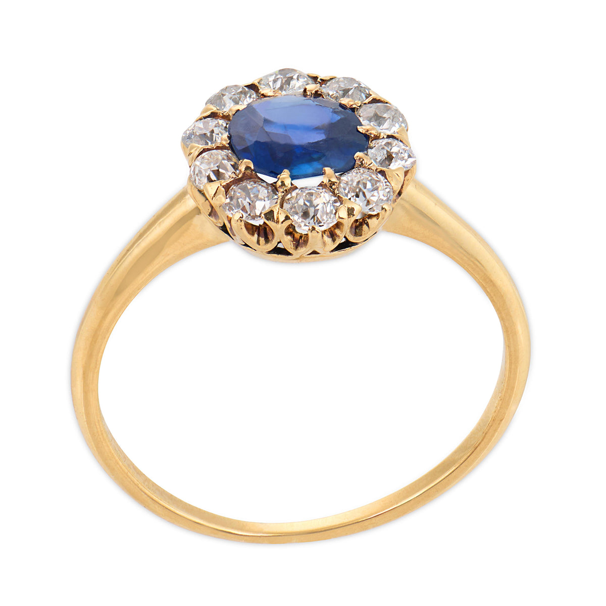 SCHULMANN & SONS Victorian 18k Sapphire & Diamond Halo Ring