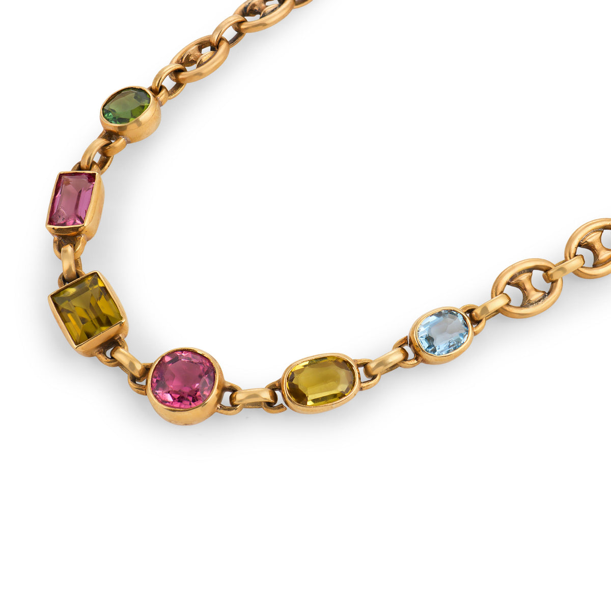 Estate 14k Multi-Stone "Gucci" Link Bracelet