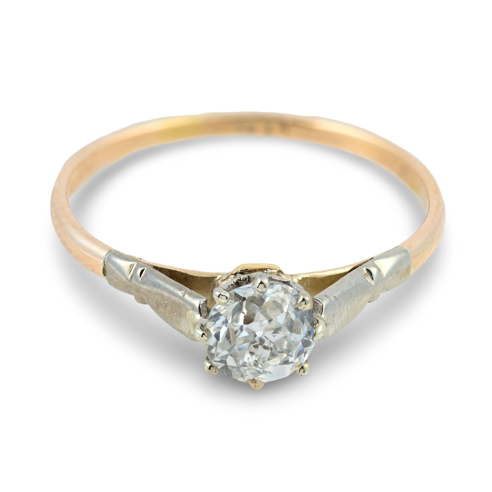 Edwardian English 9k/Platinum Diamond Engagement Ring .62ct