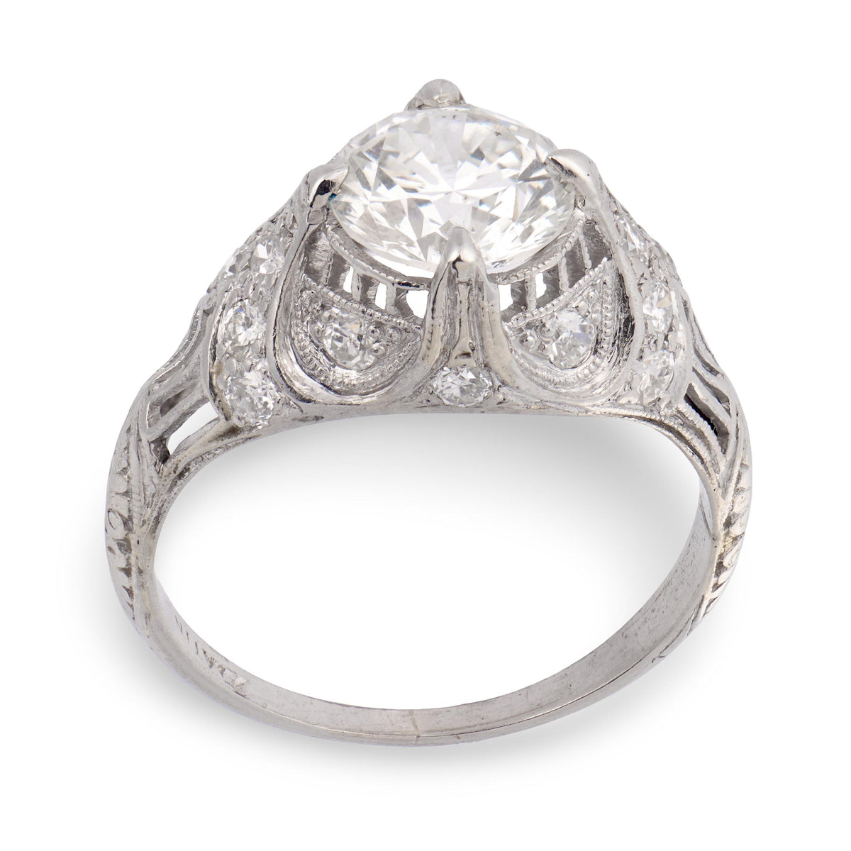 Art Deco Platinum Diamond Engagement Ring 1.26ct