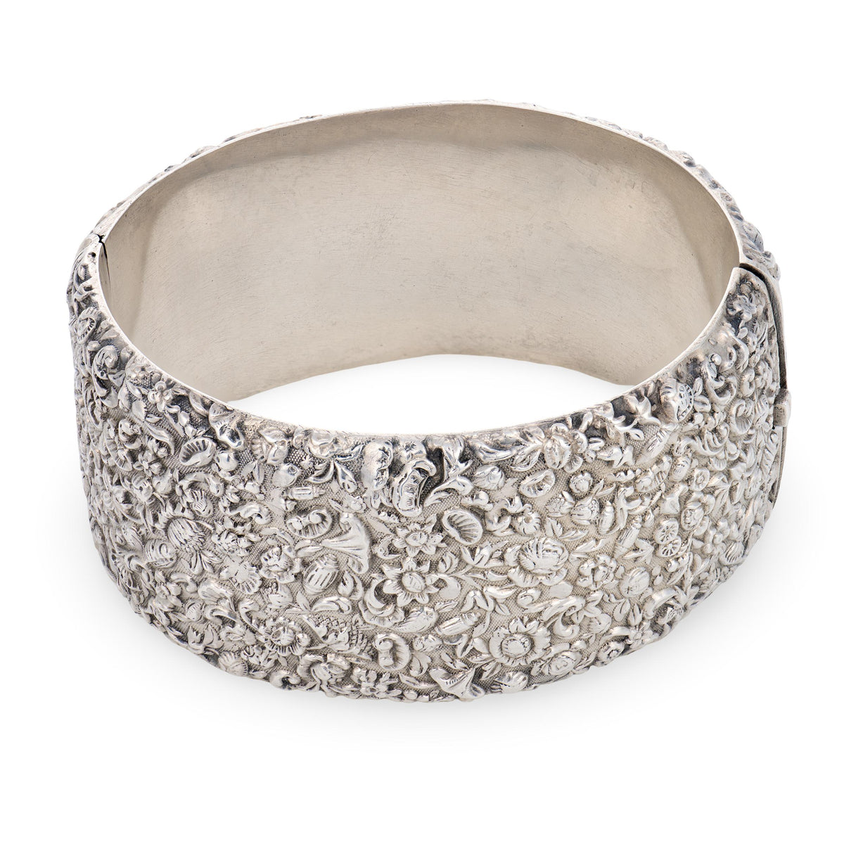 Victorian Sterling Silver Repoussé Bangle