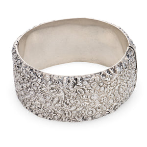 Victorian Sterling Silver Repoussé Bangle