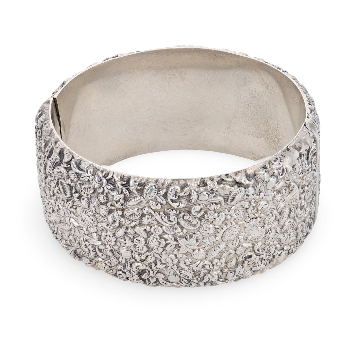 Victorian Sterling Silver Repoussé Bangle