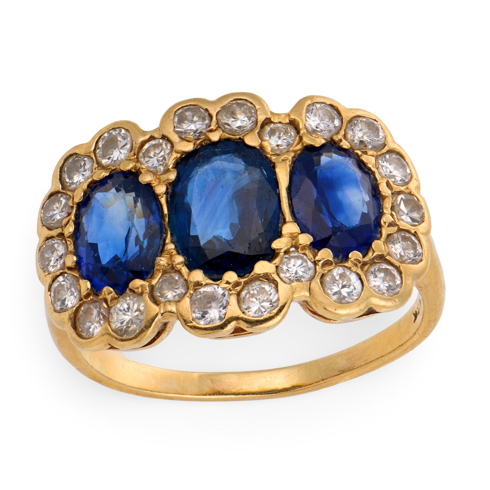 Art Deco 18k Sapphire & Diamond Halo Ring