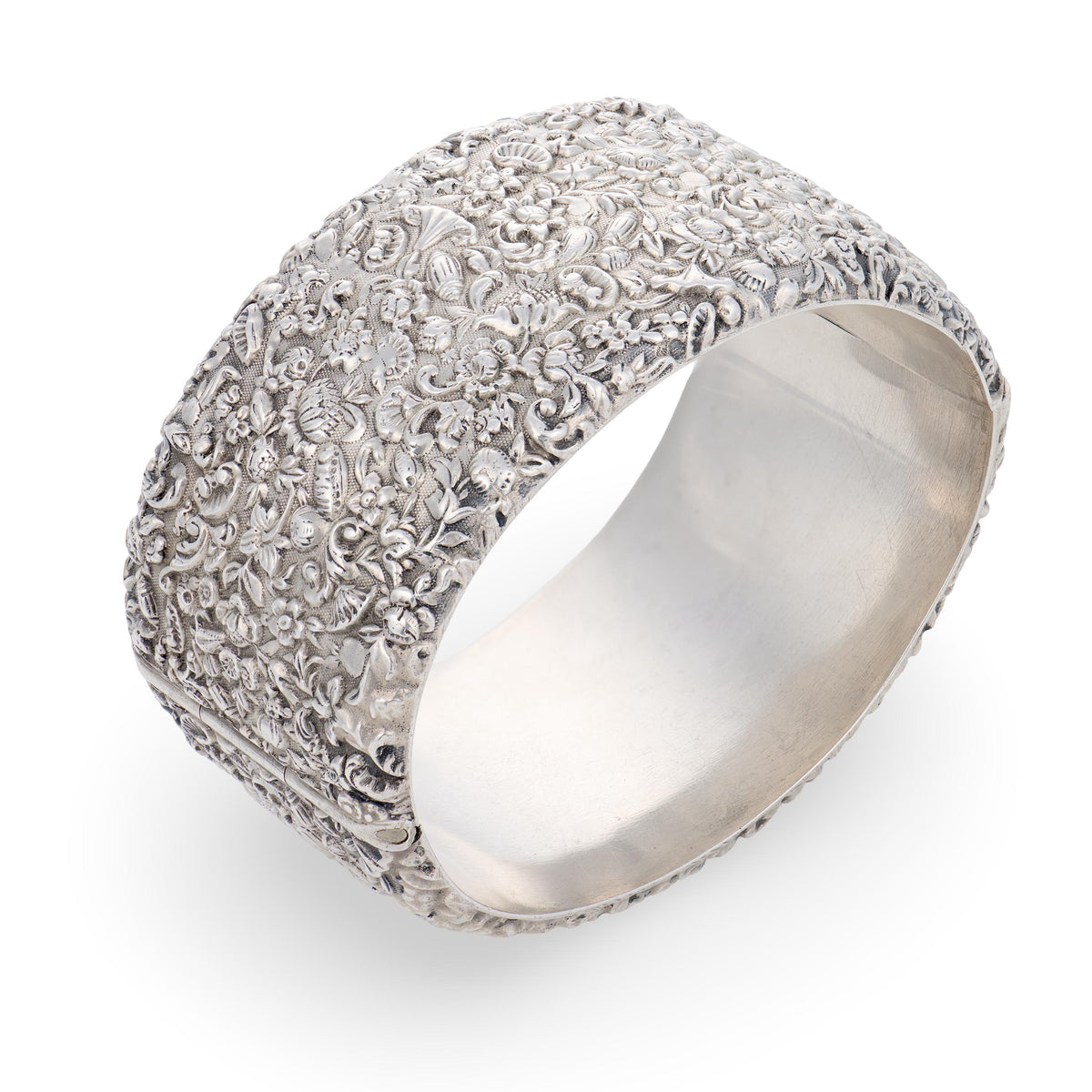 Victorian Sterling Silver Repoussé Bangle