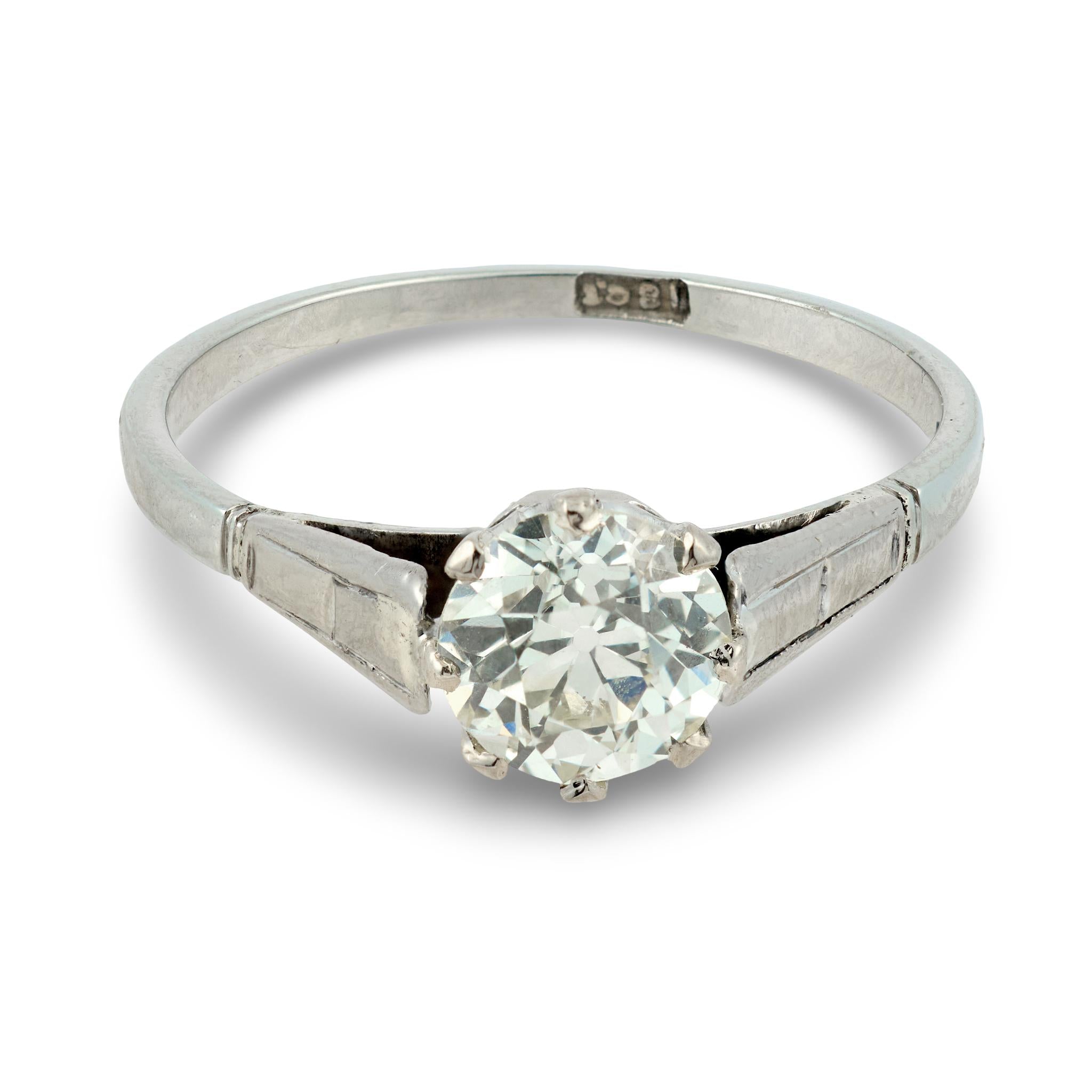 Edwardian 18k/Platinum Diamond Engagement Ring 1.02ct