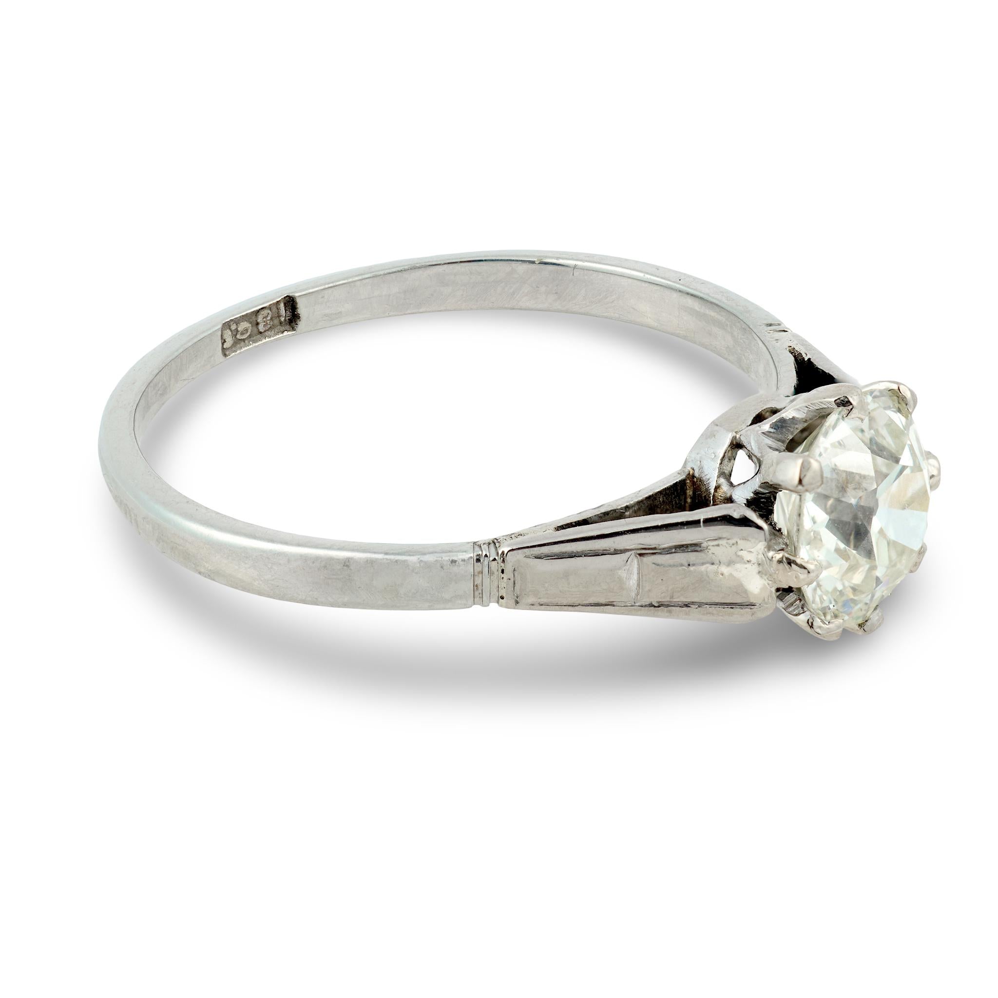 Edwardian 18k/Platinum Diamond Engagement Ring 1.02ct