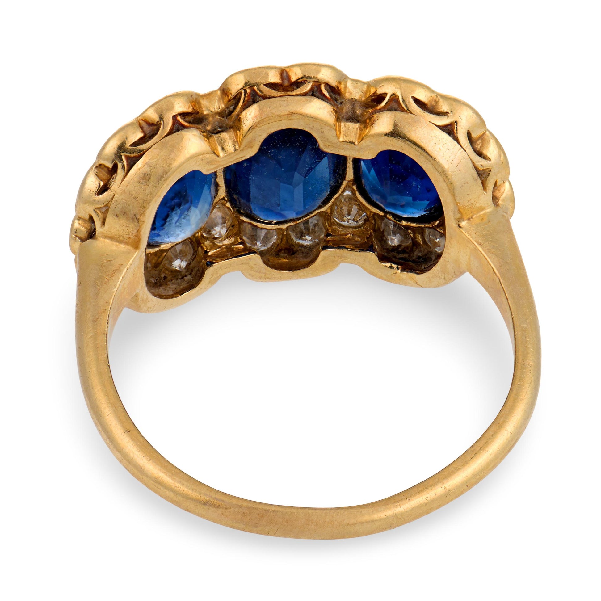 Art Deco 18k Sapphire & Diamond Halo Ring