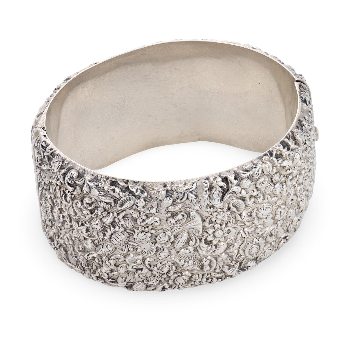 Victorian Sterling Silver Repoussé Bangle